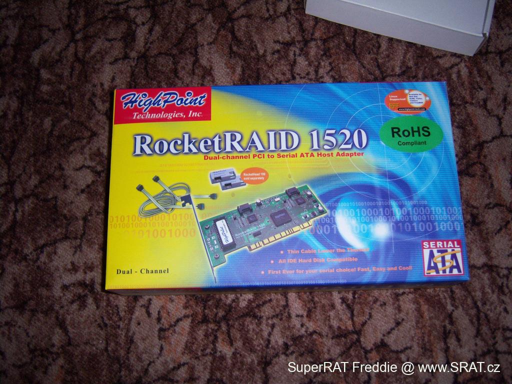 RAID controller PCI 32bit HPT R1 2x SATA Rocket RAID 1520 (BOOTabilní)