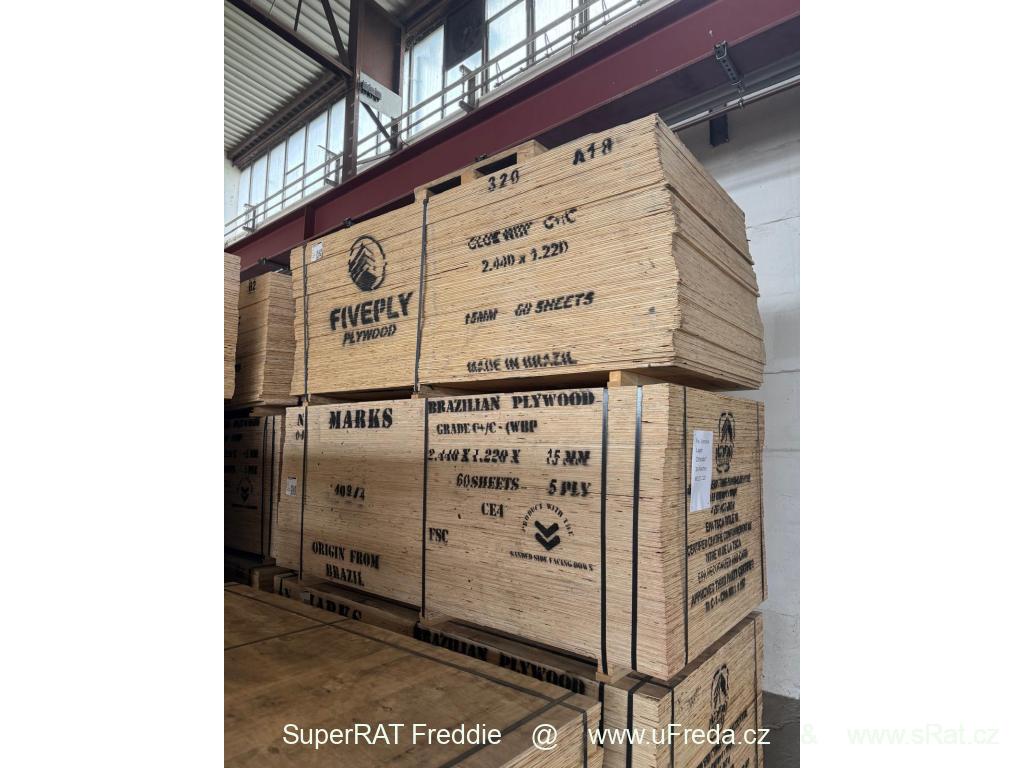 Nová překližka stavební 15mm 122x244cm