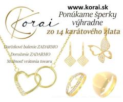 Zlaté šperky zo 14 karátového zlata Korai