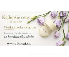 Krásne zlaté šperky zo 14 karátového zlata Korai